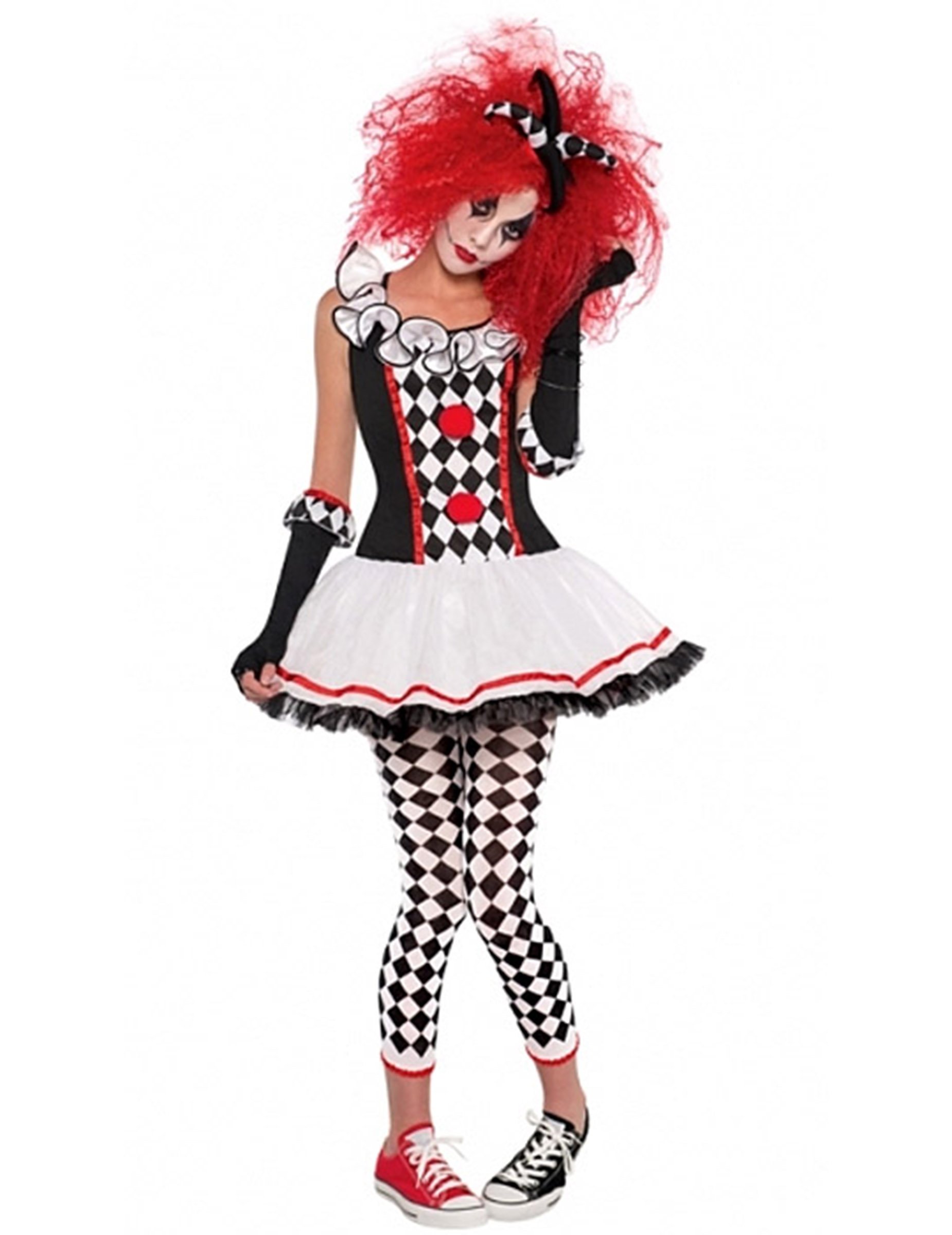 Süsser Harlekin Clown Teen-Kostüm schwarz-weiss von AMSCAN