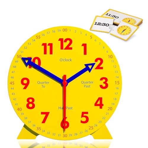 AMSNINK Lernen Lernspielzeug, Lernuhr Kinder, Educational Clock Model, Clock Demonstration Teaching Aids, Early Childhood Education Resources, Size 10cm x 10cm, Supports 12/24-Hour Display von AMSNINK