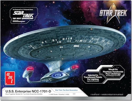 AMT - 1/1400 Star Trek: The Next Generation U.S.S. Enterprise NCC-1701-D - Plastikmodellbausatz, Nicht Bemalt von AMT