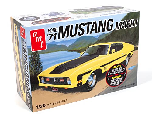 AMT - 1/25 1971er Ford Mustang Mach I - Plastikmodellbausatz, Durchsichtig,rot,weiß von AMT