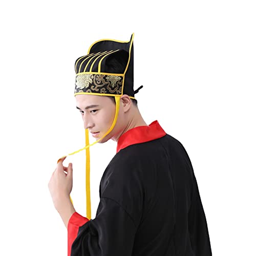 AMZBNEIDI Alte traditionelle chinesische Männerhüte, Herren Chinesischer Traditioneller Hanfu Kopfschmuck Rot Vintage Antiker Hut Cosplay Accessoire Gelber Kopfschmuck for Erwachsene von AMZBNEIDI