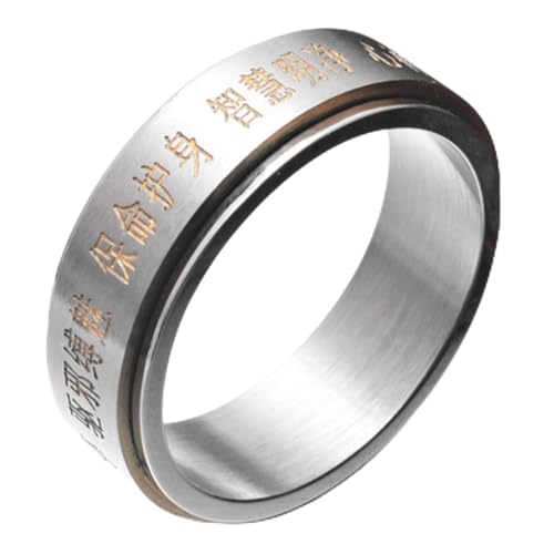 AMZBNEIDI Chinese Lucky Feng Shui Auspicious Ring ， Feng Shui Mantra Spin Ringe for Männer Chinesischen Taoistischen Mantra Budha Amulett Glück Drehbare(Gold,10) von AMZBNEIDI