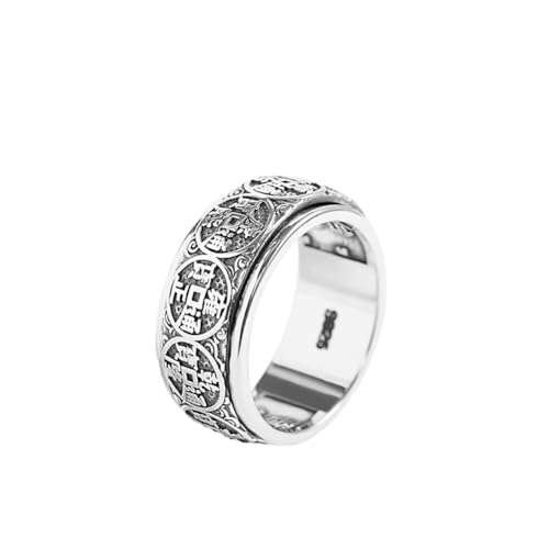 AMZBNEIDI Chinese Lucky Feng Shui Auspicious Ring ， Feng Shui-Münzenringe for Reichtum und Erfolg, Sterlingsilber, Fünf-Kaiser-Geldring als Glücksbringer, Talisman, Amulett-Schmuck(10) von AMZBNEIDI