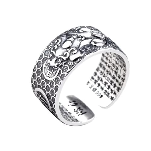 AMZBNEIDI Chinese Lucky Feng Shui Auspicious Ring ， Feng Shui Pixiu-Ring Sterling Silber Ringe Reichtum Glück Öffnung Verstellbarer Ring Tibetisch-buddhistischer Schmuck von AMZBNEIDI