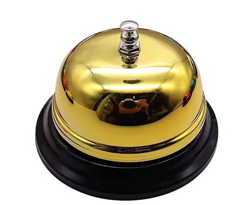 AMZBNEIDI Handglocke Extra Laut Massivmessing Call Bell， 1 stücke Metall Anti-Rost Schreibtisch Glocke Kunden Ding Glocke for Restaurant Hotel Zimmer Küche Party Schule Klassenzimmer Büro(A Medium) von AMZBNEIDI