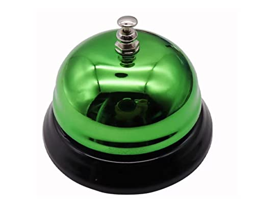 AMZBNEIDI Handglocke Extra Laut Massivmessing Call Bell， 1 stücke Metall Anti-Rost Schreibtisch Glocke Kunden Ding Glocke for Restaurant Hotel Zimmer Küche Party Schule Klassenzimmer Büro(Greener) von AMZBNEIDI