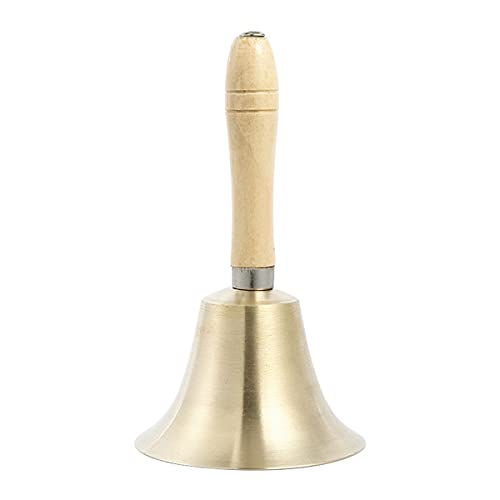 AMZBNEIDI Handglocke Extra Laut Massivmessing Call Bell， Handglocke aus Holz, extra laut, aus massivem Messing, for Schule, Kirche, Hotel, Weihnachten und Hochzeit von AMZBNEIDI