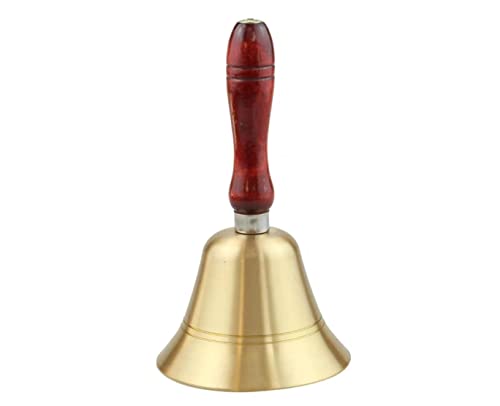 AMZBNEIDI Handglocke Extra Laut Massivmessing Call Bell， Handglocke aus massivem Messing, Schulglocke, Rufglocke mit Holzgriff, Glocken, Zauberutensilien, Ornamente von AMZBNEIDI