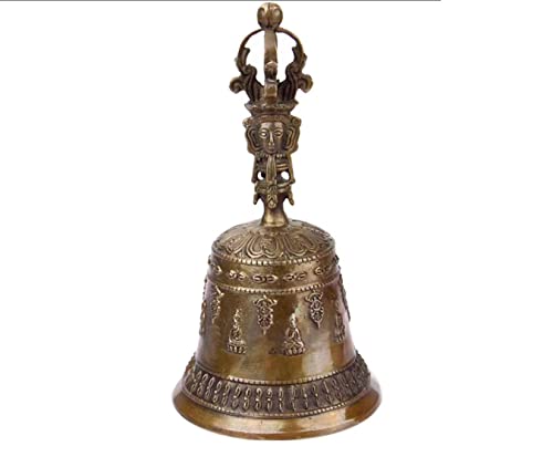 AMZBNEIDI Handglocke Extra Laut Massivmessing Call Bell， Handklingel mit klassischem Gravurmuster, Aufmerksamkeitsrufglocke for Menschen mit eingeschränkter Mobilität(Bronze,M) von AMZBNEIDI