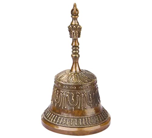 AMZBNEIDI Handglocke Extra Laut Massivmessing Call Bell， Handklingel mit klassischem Gravurmuster, Aufmerksamkeitsrufglocke for Menschen mit eingeschränkter Mobilität(Bronze,S) von AMZBNEIDI