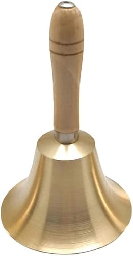 AMZBNEIDI Handglocke Extra Laut Massivmessing Call Bell， Rasselglocke mit Holzgriff, Schulglocke, Handklingel, Laute Rufglocke for Tisch, Hoteltheke, Rezeption, Restaurant, Bar, 14 cm von AMZBNEIDI