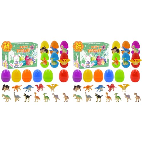 AMZLORD 12PCS Vorgefüllte Ostereier mit Dinosaurierspielzeug Ostereispielzeug for Jungen Mädchen von AMZLORD