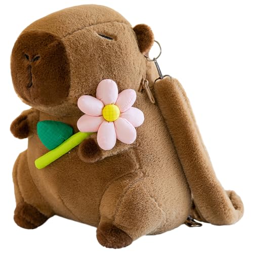 AMZLORD niedliche Capybara Plüsch Rucksack Lustige Cartoon Capybara Umhängetasche Mode Plüschpuppe Pelzbeutel Plüsch Capybara Schultasche for Mädchen Kinder von AMZLORD