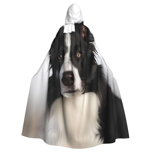 ANABPRMA Border Collie Kapuzenumhang für Erwachsene, langer Umhang, geeignet für Halloween/Kostümparty/Cosplay/Themenparty, Unisex von ANABPRMA