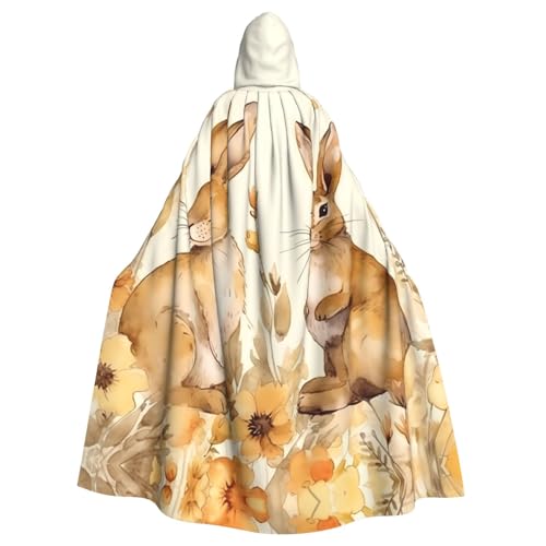 ANABPRMA Handgezeichneter Kaninchen-Kapuzenumhang für Erwachsene, langer Umhang, geeignet für Halloween/Kostümparty/Cosplay/Themenparty, Unisex von ANABPRMA