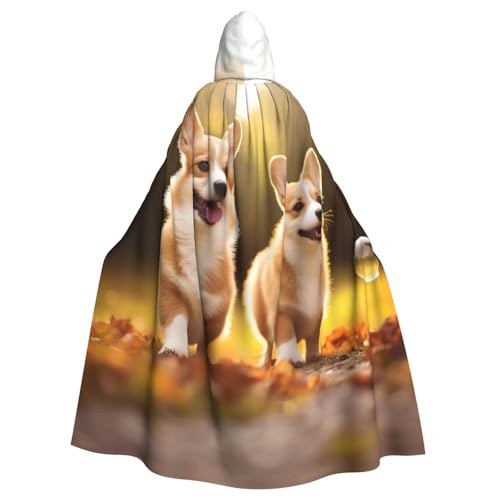 ANABPRMA Niedlicher Corgi-Hunde-Kapuzenumhang für Erwachsene, langer Umhang, geeignet für Halloween/Kostümparty/Cosplay/Themenparty, Unisex von ANABPRMA