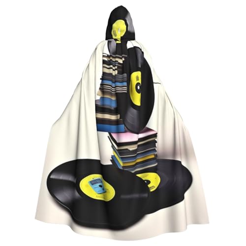 ANABPRMA Vinyl-Schallplatten und Tapes Kapuzenumhang für Erwachsene, langer Umhang, geeignet für Halloween/Kostümparty/Cosplay/Themenparty, Unisex von ANABPRMA