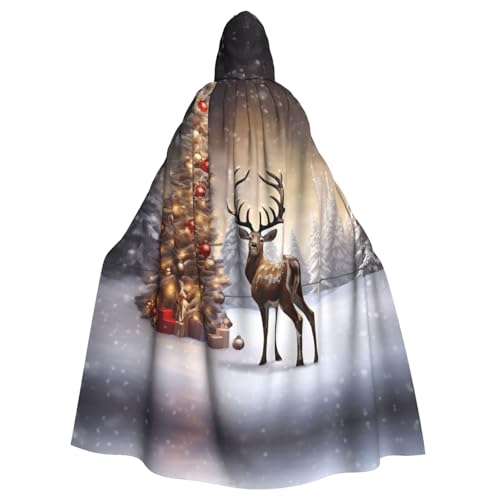 ANABPRMA Weihnachtsbaum und Rentier Kapuzenumhang für Erwachsene, langer Umhang, geeignet für Halloween/Kostümparty/Cosplay/Themenparty, Unisex von ANABPRMA