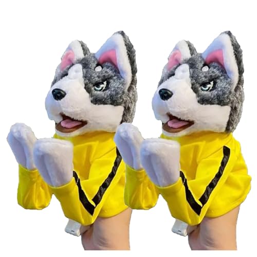 Kung Fu Animal Toy Husky Gloves Doll Children's Game Plush Toys, Stuffed Hand Puppet Dog Action Toy, Glove Dog Puppets with Sounds and Boxing Action, Fun Hand Puppet Children's Toys (2pcs) von ANAIUCY