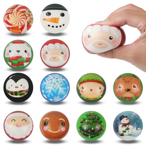 Anboor 12 PCs Weihnachten Squishies Weihnachten Stress Balls Schneemann Santa Kawaii Squishies Weihnachtsfeier Bevorzugt Strumpfstocker Geschenke Goodie Bag Füllstoffe von ANBOOR