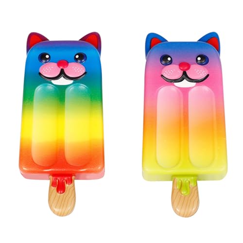 Anboor 2 Stück EIS am Stiel Katze Squishies Spielzeug Squeeze Sets Kawaii Langsam Steigend Duftendes Kinderspielzeug Geschenke Niedliches Tier Sammeln von ANBOOR