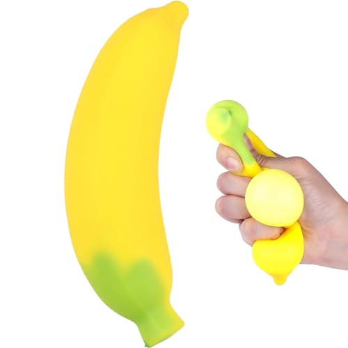 Anboor Falsche Banane Squishy Spielzeug, duftende Dehnbare Bananen-Stressball-Spielzeug, Squishys Bananen-Stressabbau-Spielzeug für Kinder, Erwachsene und Teenager-Geschenke von ANBOOR