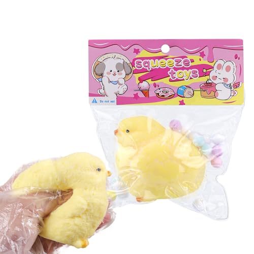 2 STK Babyhuhn-Squishies-Spielzeug, dehnbares Babyhuhn-Stressabbau-Simulationsspielzeug, falsches Babyhuhn-Fidget-Spielzeug für Erwachsene und Teenager, Osterkorbfüllungen von ANBOOR