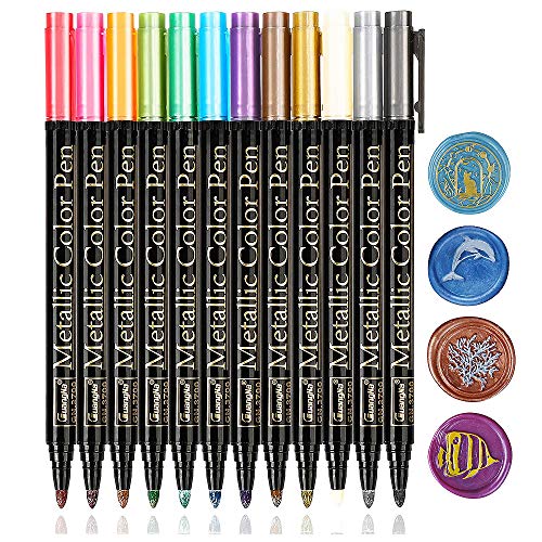 Wachs-Siegel-Stift-Set, ANBOSE 12 STÜCKE Metallic-Marker-Farbstift zum Dekorieren von Wachs-Siegel-Stempeln, Premium-Wachs-Siegel-Stift-Set für Hochzeits-Wachs-Umschlagsiegel von ANBOSE