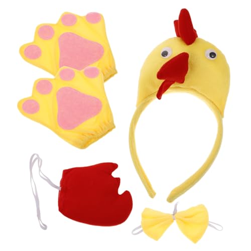 ANDRESLAD 1 Satz Cartoon-küken-kostüm, Fliege, Schwanzhandschuhe, Stirnband, Küken-cosplay-kostüm, Küken-kostüm, Küken-cosplay-kopfschmuck, Schwanzhandschuhe, Bowtie-requisiten von ANDRESLAD