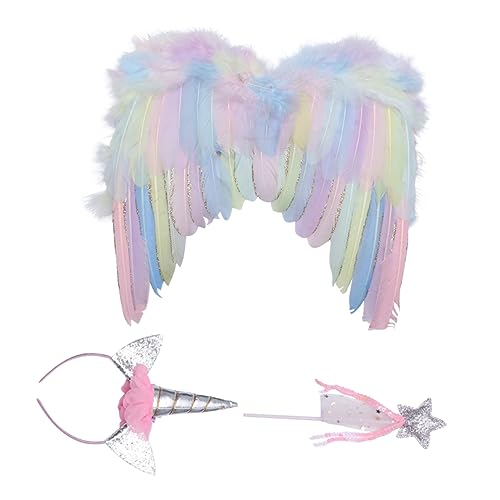 ANDRESLAD 1 Satz Einhorn Verkleiden Sich Für Kinder Spielzeug Flügel-kopfschmuck-kostüm Kostüme Für Kleine Mädchen Kinderkostüme Engel Kostüme Für Kinder Cosplay-engel-kostüm Colorful Feder von ANDRESLAD