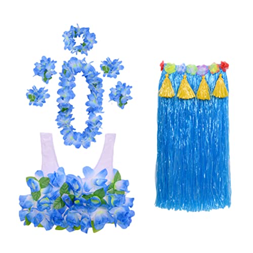 ANDRESLAD 1 Satz Flow Comb Hula-Anzug Neugeborenen-Outfit Hawaii-Kleider für Mädchen hawaii party outfit hawaii party dekoration Hula-Kleid Grasröcke für Erwachsene Kunststofffaser Blue von ANDRESLAD