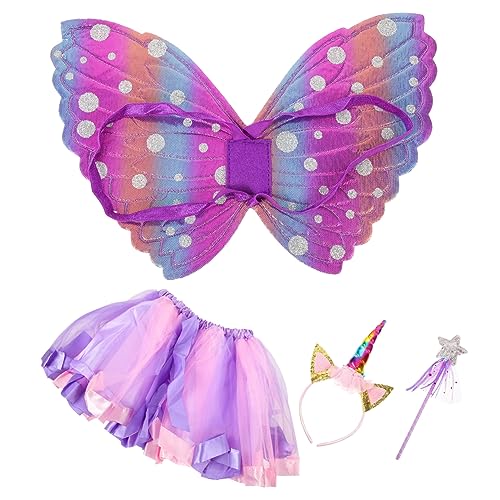 ANDRESLAD 1 Satz Karneval Verkleiden Feenpartyzubehör Feenflügelkinder Kinder-mädchen-kleidung Kinderkleidung Für Mädchen Halloween-fee Cosplay-outfits Prinzessin Fee Kostüm Zauberstäbe Tuch von ANDRESLAD