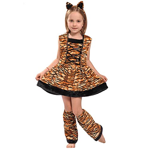 ANDRESLAD 1 Satz Mädchenkostüm Tiger Verkleidung Kinder Mädchen Nachtwäsche Kinderkostüm Mädchen-Outfit Outfit für Mädchen Mädchen-Nachthemd Kostüm für Rollenspiele Cosplay-Zubehör Brown von ANDRESLAD