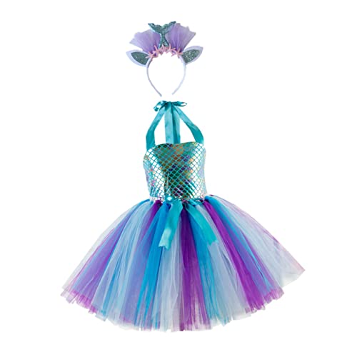 ANDRESLAD 1 Satz Mesh-Rock Mädchen-Tutu Mädchenkleid Hoch Taillierte Kleider Performance-Rock Tutu-Outfit Für Geburtstagsfeiern Mädchen-Outfit Stirnbänder Für Kleine Mädchen Blue Stoff von ANDRESLAD