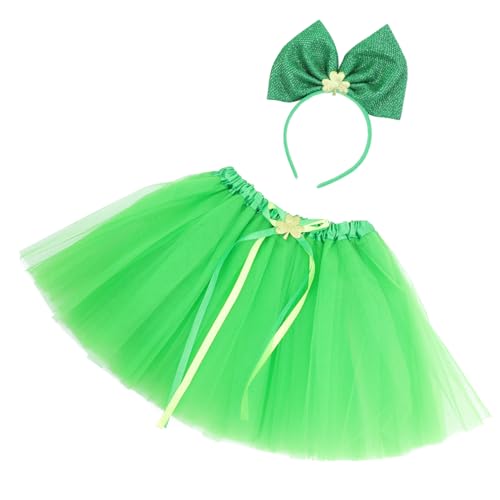 ANDRESLAD 1 Satz Partykleidung Tragegurt Kinderkommode Dekoration St. Patricks Day Kostüm Partygeschenke St Patrick Stirnband Tutu-rock Und Stirnband Maskerade-party-dekor Green Gittergewebe von ANDRESLAD