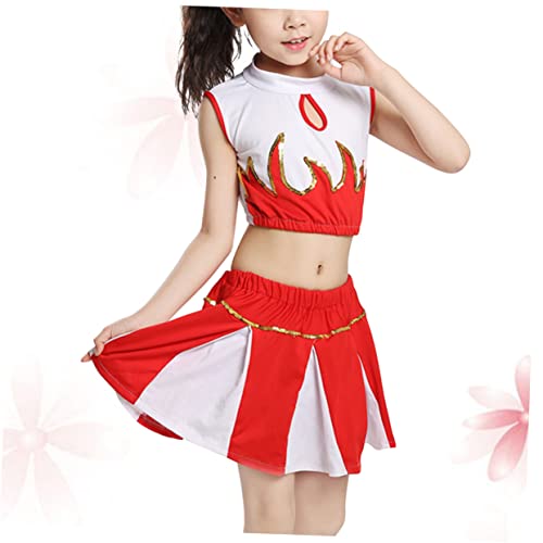 ANDRESLAD 1 Satz Performance-kostüm Outfit Für Mädchen Cheerleader-kostüm Für Kinder Tanzendes Kostüm Performance-kleidung Kinderkostüme Mädchen-outfit Cheerleader-kostüm Für Mädchen Rot von ANDRESLAD