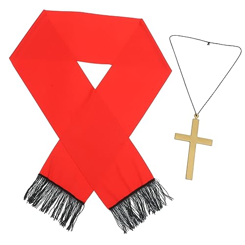 ANDRESLAD 1 Satz Priester-kreuz-halskette Priester Kostüm Halloweenkostüm Halloween-kreuz-halskette Nonnenkreuzanhänger Nonnenkostüm Für Erwachsene Priester-cosplay-accessoire Kunststoff von ANDRESLAD