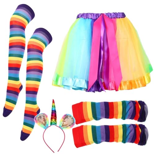 ANDRESLAD 1 Satz Regenbogen-Anzug Gastgeschenke Abschlussball Requisiten Cosplay-Zubehör costume de halloween halloweenkostüme dekorative Stirnbänder Tutu-Rock Polyester (Polyester) von ANDRESLAD