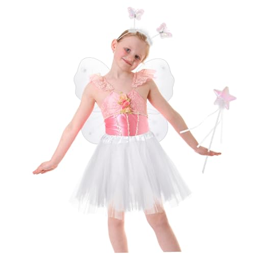 ANDRESLAD 1 Satz Schmetterlingsflügel Vierteiliges Set Flügel Für Rollenspiele Klein Feen-tutu-rock Kostüme Feenflügel Kinder Fee-cosplay Feenflügel Für Mädchen Engel Marienkäfer Weiß Stoff von ANDRESLAD