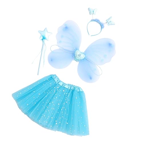 ANDRESLAD 1 Satz Schmetterlingsflügel vierteiliges Set Feenkleid für Mädchen Schmetterlingskleid Kostüm Mädchen halloween kleider halloween dress Feenrock Festival-Cosplay-Kostüme Strümpfe von ANDRESLAD