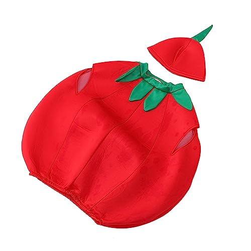 ANDRESLAD 1 Satz Tomate Kinderkleidung Babymützen Gemüse Kinderkostüm Kostüm verkleiden Babyanzüge kinderkleider kleidung kinder Gemüse-Kostüm-Kit Kinder verkleiden sich Accessoires Tuch rot von ANDRESLAD