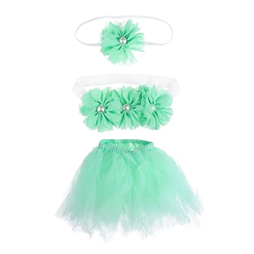 ANDRESLAD 1 Satz Tutu Rock Dreiteiliges Set Tutu-kleid Für Mädchen Babyanzüge Tutu-kleid Für Neugeborene Outfits Für Babymädchen Minirock Für Mädchen Tutu-röcke Mit Rüschen Acryl Green von ANDRESLAD