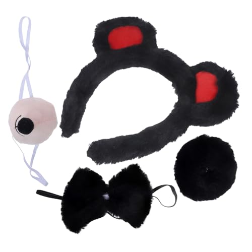 ANDRESLAD 1 Set Bärenohren Stirnband Tierkostüm Requisiten Cosplay Bärenohren Stirnband Bärenkostüm Cosplay Stirnband Tierohren Stirnband Fake Nose Tierkostümzubehör Schwarzer von ANDRESLAD