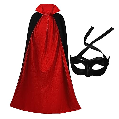 ANDRESLAD 1 Set Halloween Maske Halbmaske Mit 140cm Schwarzem Und Rotem Umhang Für Kostümparty Karneval Und Halloween Feier Cosplay Zubehör Maskerade Kostü von ANDRESLAD