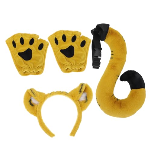 ANDRESLAD 1 Set Tiger Stirnband Set Für Kinder Cosplay Kopfschmuck Partyzubehör Tierschwanz Party Requisite Tier Stirnband Kostüm Kinder Party Stirnband Ohren Stirnband Tier Design von ANDRESLAD