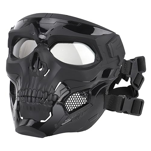 ANDRESLAD 1 Stück Skelett Vollgesichtsmaske Taktische Maske Für Halloween CS Spiel Überlebensspiel Cosplay Maskerade Party Schwarz Ideal Für Kostüme Und Events von ANDRESLAD