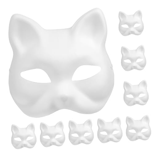 ANDRESLAD 10 Stück Pulp Maske Leere Maske Katzenmaske Für Frauen Maskerade Masken Für Frauen Leere Katzenmaske Leere Masken Zum Dekorieren Katzenmaske Für Kinder Handbemalte Maske von ANDRESLAD