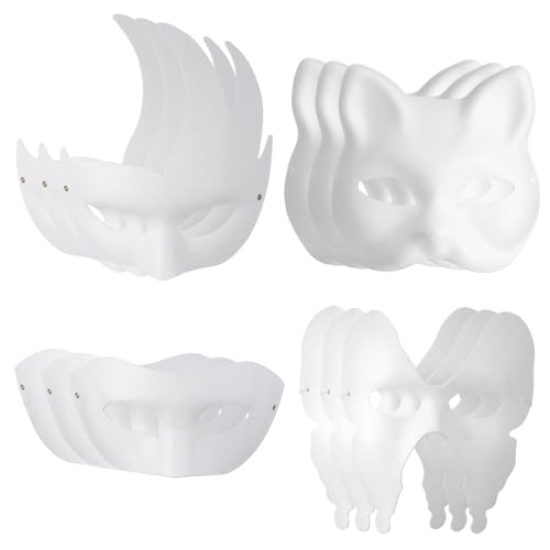 ANDRESLAD 12 Stück Teiliges Blanko Papiermasken zum Bemalen Stabile Weiße Kostüm-masken mit Feinen Details für Männer und Frauen für Karneval Halloween Cosplay und Partys ANDRESLAD 12 Stück Teiliges Blanko Papiermasken zum Bemalen Stabile Weiße Kostüm-masken mit Feinen Details für Männer und Frauen für Karneval Halloween Cosplay und Partys von ANDRESLAD
