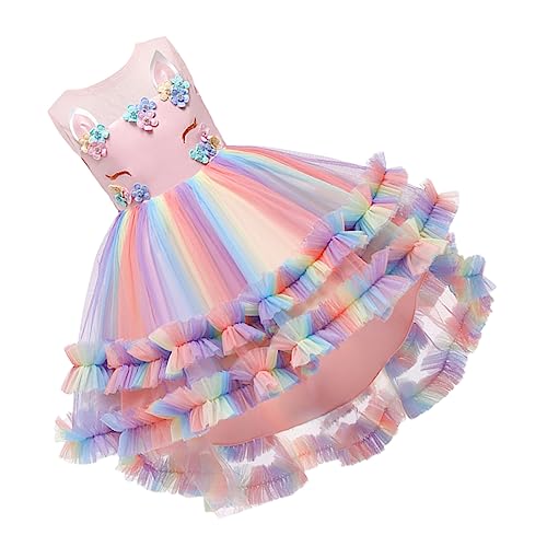 ANDRESLAD 1Stk Ballettröckchen paillettenkleid kinder tutu kinder hochzeitskleid Mädchen-Maskerade-Kostüm Ballkleid aus Tüll Tüllkleider Kinderkleider entzückendes ärmelloses Kleid Rosa von ANDRESLAD