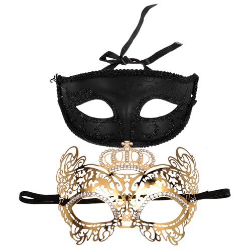 ANDRESLAD Elegantes Augenmasken-Set aus Metall für Paare für Halloween-Partys Bälle Maskeraden und Kostüme von ANDRESLAD